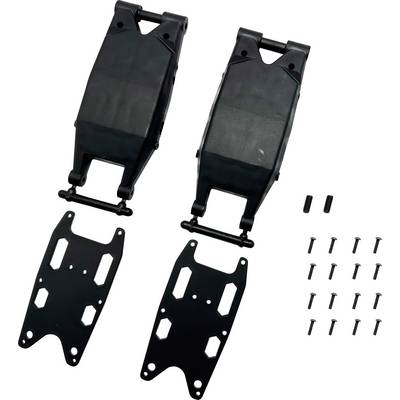 'Two black metal tensioner kits with plates and screws for mounting, used in garage door openers or similar mechanisms.'