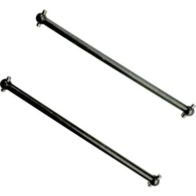 Two metal rods with ball ends, crossed diagonally on a white background, resembling parts of a mechanical or structural assembly.