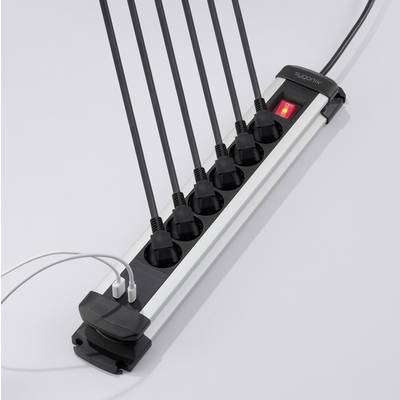 Sygonix SY-6807130 Power strip (+ switch) 6x Black, Silver PG connector 1 pc(s)-4