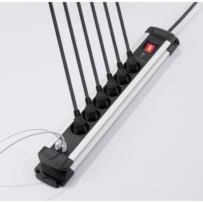 Sygonix SY-6807132 Surge protection power strip 6x Black, Silver PG connector 1 pc(s)-4