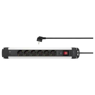Sygonix SY-6807132 Surge protection power strip 6x Black, Silver PG connector 1 pc(s)-1
