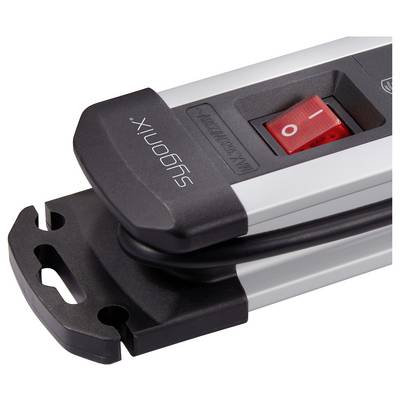 Sygonix SY-6807132 Surge protection power strip 6x Black, Silver PG connector 1 pc(s)-2