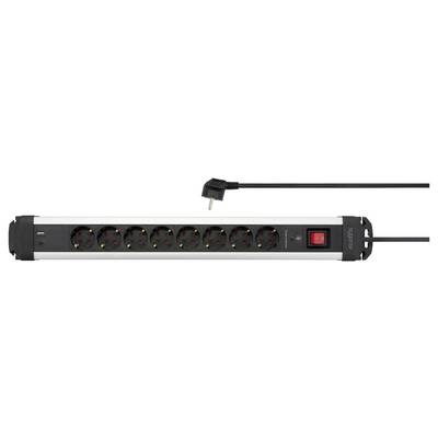 Sygonix SY-6807134 Surge protection power strip 8x Black, Silver PG connector 1 pc(s)-1