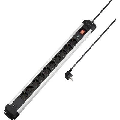 Sygonix SY-6807136 Surge protection power strip 10x Black, Silver PG connector 1 pc(s)-0