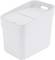 A white, rectangular waste bin with a lid and side handle, suitable for offices or homes.