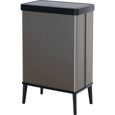An elegant, modern waste bin on four legs, crafted from metal with a dark finish, suitable for stylish interior design.
