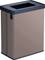 Brown, rectangular bin with a black, open lid. Designed for indoor use, suitable for kitchen or office.