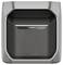 A gleaming, grey-black electric hand dryer with a modern, angular design. Perfect for use in public toilets.