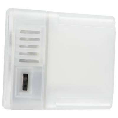 A white, rectangular socket with a black switch on the side.