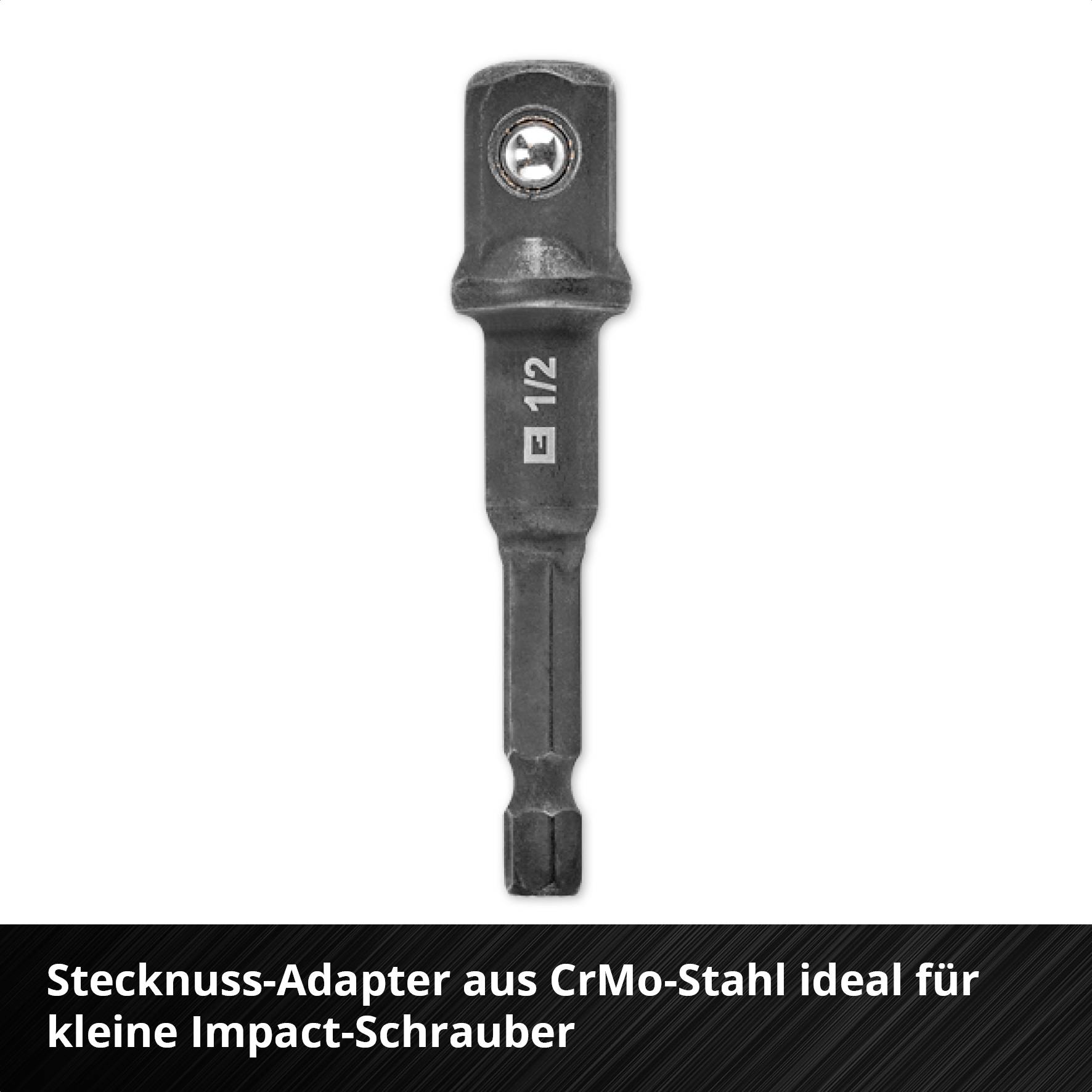 Socket adapter made from chromium-molybdenum steel, suitable for small impact wrenches.