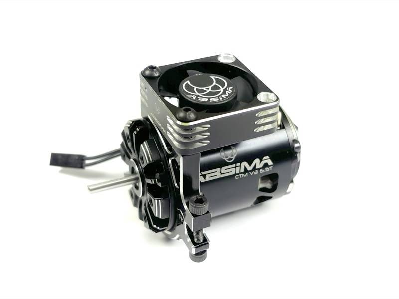 Absima brushless electric motor, Model CTM V4 5.5T, on a light background. The motor has a compact, metallic construction.