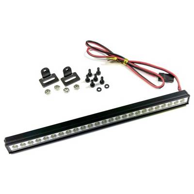 LED light strip with mounting hardware and cable. Ideal for installation in vehicles or construction projects.