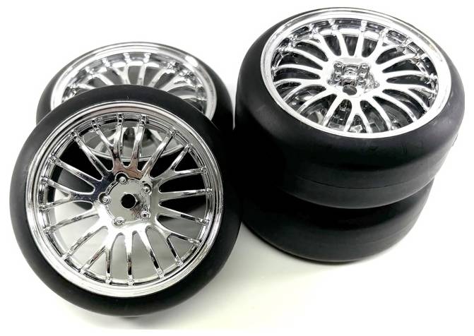 Absima 1:10 Road version Complete wheels Drift Chrome 4 pc(s)