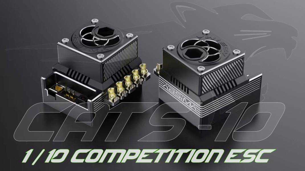 Two black electronic controllers with heat sinks and gold-plated terminals, with the text 'CATS-10 1/10 Competition ESC' underneath.