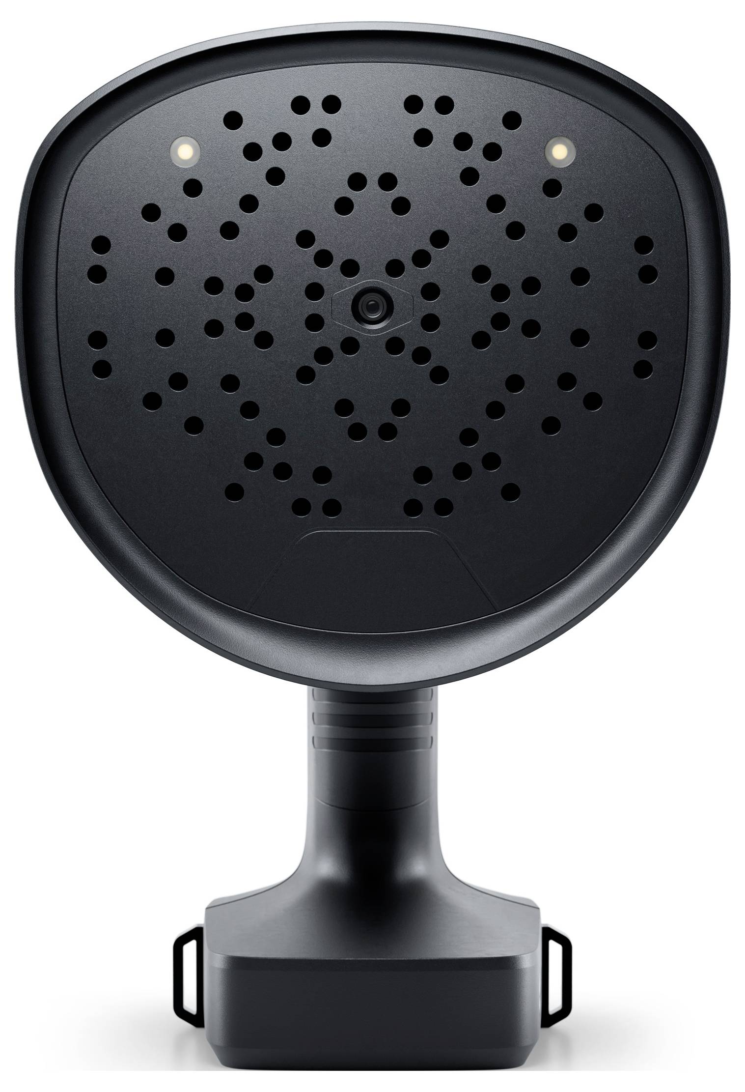 A black handheld shower head with numerous small water holes, designed for even water distribution.