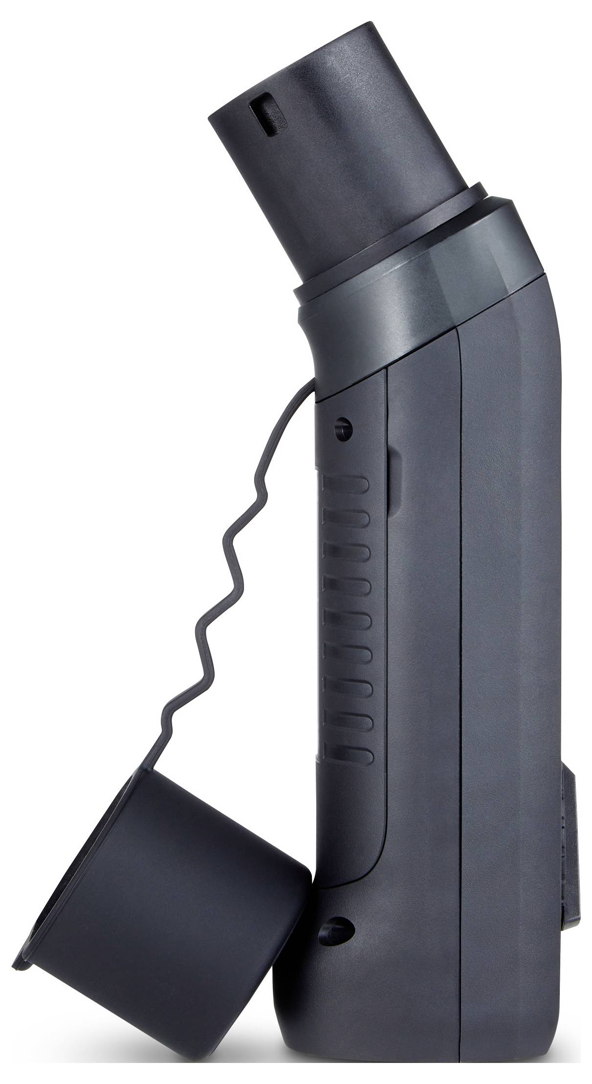 A black gas lighter with a removable lid; designed for safe outdoor use.