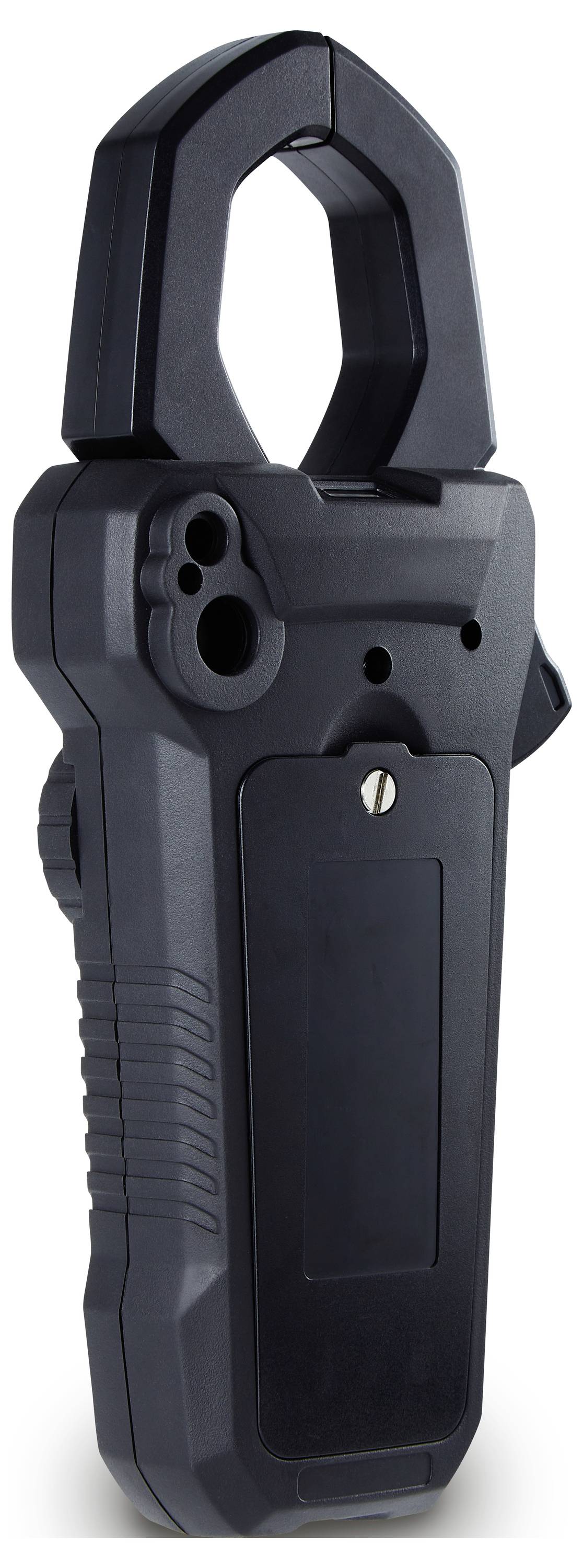 Electronic device with a black casing and a pincer mechanism on the top, likely a measuring instrument or tool.