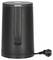 Black electric kettle with removable cord, standing sideways.