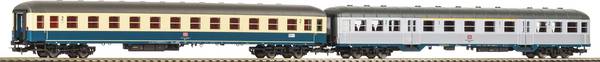 Piko H0 28325 H0 set of 2 passenger coaches 1x 1./2. CL. Silver plate + 1x 2. CL. Bm 232 of the German Railways