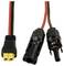 'MC4 branch adapter cable with black connectors on red and black wires, and a yellow XT60 connector.'
