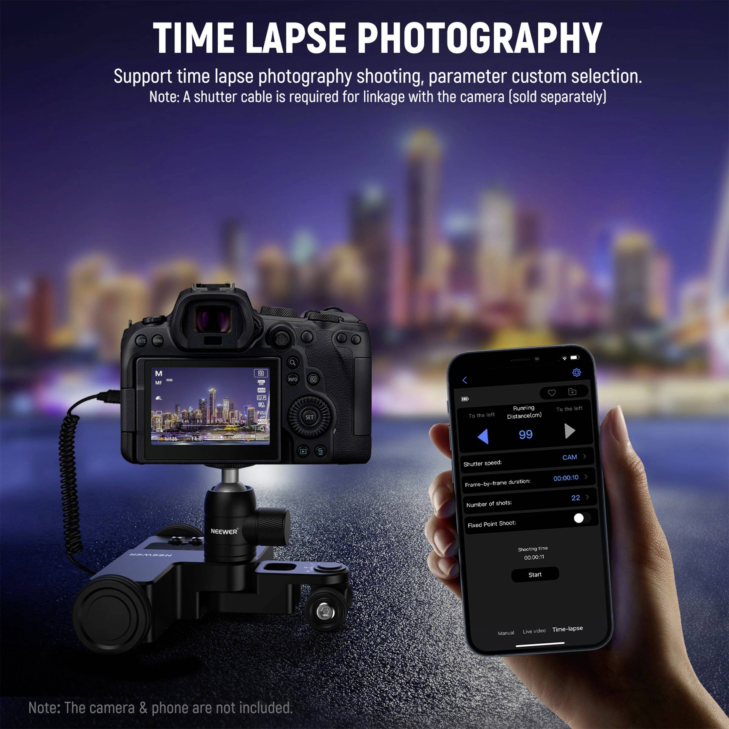 Time-Lapse Photography with Camera and Smartphone. Description of Functions and Controls. Note: Camera and Mobile Phone Not Included.