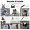 'Wearable & Portable - Built for Your Everyday Adventures.' Image shows various camera mounts: chest strap, head strap, helmet mount, clamp, bicycle mount, extension arm. Note: Action camera not included.
