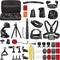 For Action Cameras: Accessory Kit with Clamps, Chest and Head Mounts, Floating Grip, Tripod, Bag and Mounting Materials. Ideal for Versatile Recordings.