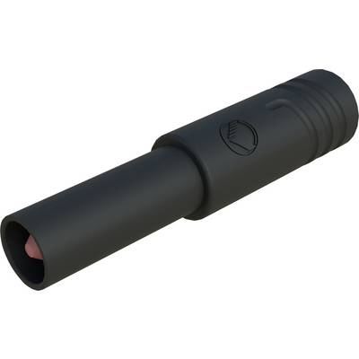 A black cylindrical pen with rounded ends and a textured side, set against a neutral background.