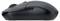 Black wireless computer mouse with two side buttons and scroll wheel, side view.