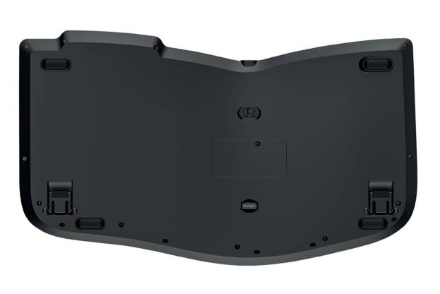 A black, curved plastic component, presumably a housing or cover, with hooks and clips along the edges.