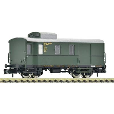 Green railway carriage on a track, labelled 'Deutsche Reichsbahn'. Rustic style, side windows and a front door visible.