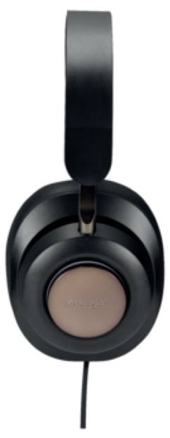 Over-ear headphones in black with copper accent.