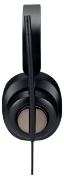 Black over-ear headphones with an adjustable headband and a microphone arm on the left side.