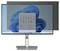 'Monitor with privacy filter displays Windows interface to protect screen contents from side glances.'