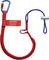 Red safety lanyard with carabiner hook and blue loop. Label with 'KNIPEX' inscription. For tool attachment and fall protection.