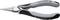 The image depicts a grey and black Knipex flat-nose pliers with the inscription 'Made in Germany', suitable for precise gripping.