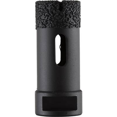 A black, cylindrical attachment with a rough surface, a longitudinal slit, and an open top.