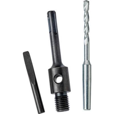 'Three tools: a flat chisel, a drill bit, and an SDS adaptor shaft.'