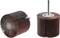 Two fan sanders with sanding flaps and metal pin. Ideal for grinding and polishing surfaces.