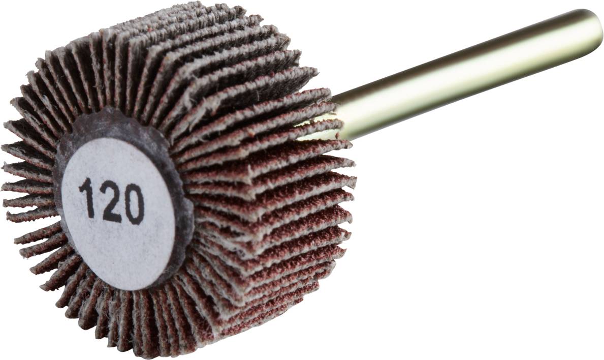 Grinding head with 120 grit, suitable for precise surface smoothing. It has evenly arranged lamellas.
