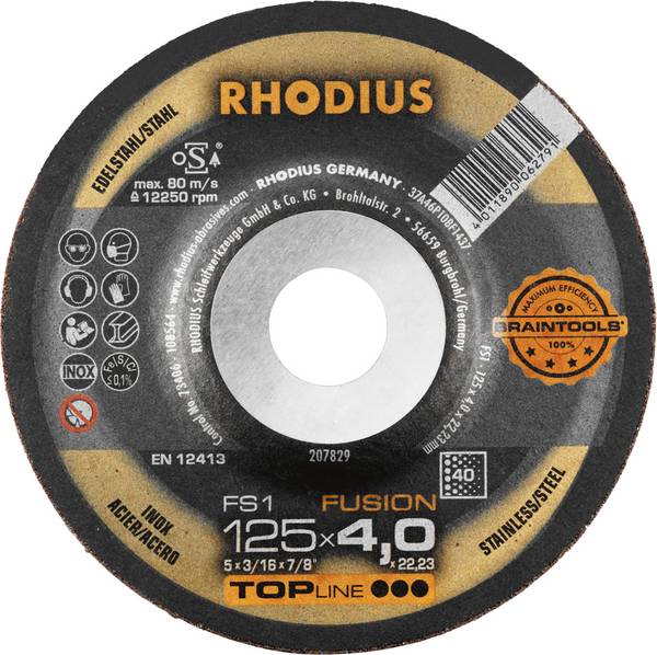 Rhodius 207829 FS1 FUSION Grinding disc   Stainless steel, Steel 10 pc(s)