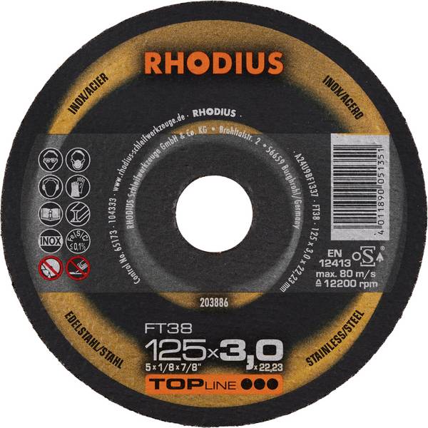 Rhodius FT38 203886 Cutting disc set  25 pc(s) Stainless steel, Steel