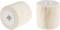 Two beige filter cartridges with evenly pleated ridges and white end caps. They are cylindrical and made of paper material.