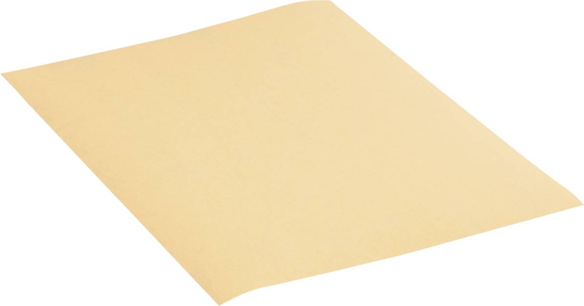 A single sheet of light brown paper, slightly curved, on a white background.
