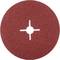 Red grinding disc with a cross opening in the centre, used for coarse grinding of metal or wooden surfaces.