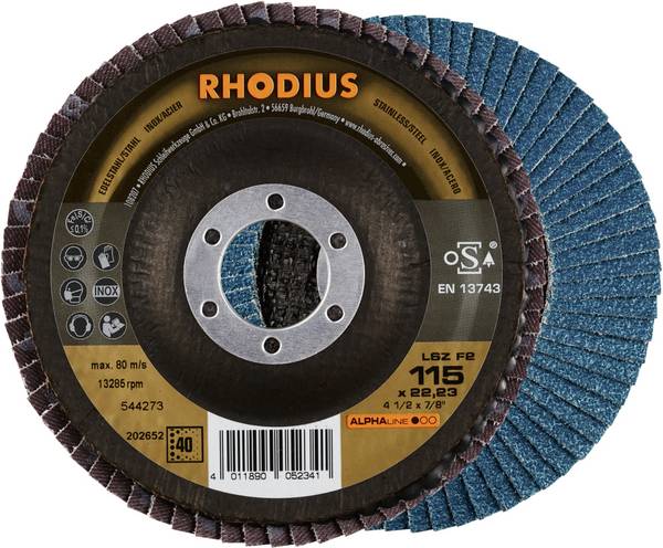 Rhodius 202652 LSZ F2 Flap disc Grit size 40 Stainless steel, Steel 10 pc(s)