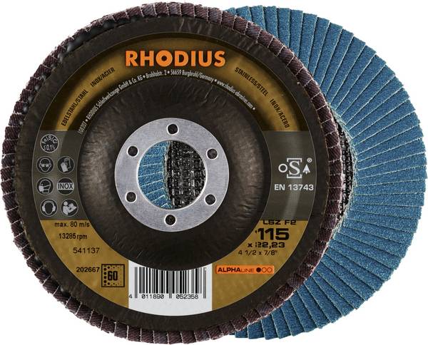 Rhodius 202667 LSZ F2 Flap disc Grit size 60 Stainless steel, Steel 10 pc(s)