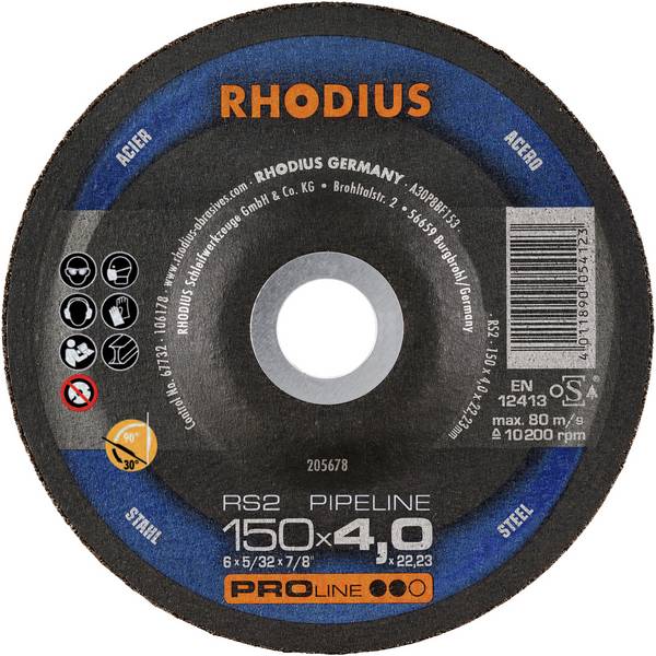 Rhodius 205678 RS2 PIPELINE Grinding disc Diameter 76 mm  Steel 25 pc(s)