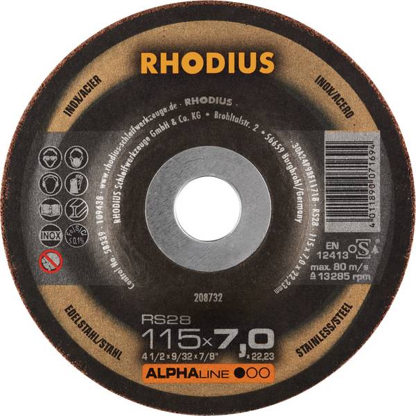 Rhodius 208732 RS28 Grinding disc   Stainless steel, Steel 25 pc(s)