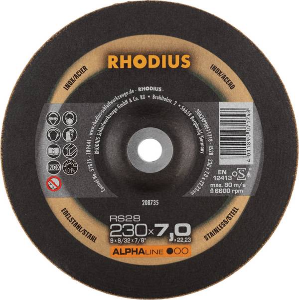 Rhodius 208735 RS28 Grinding disc   Stainless steel, Steel 10 pc(s)